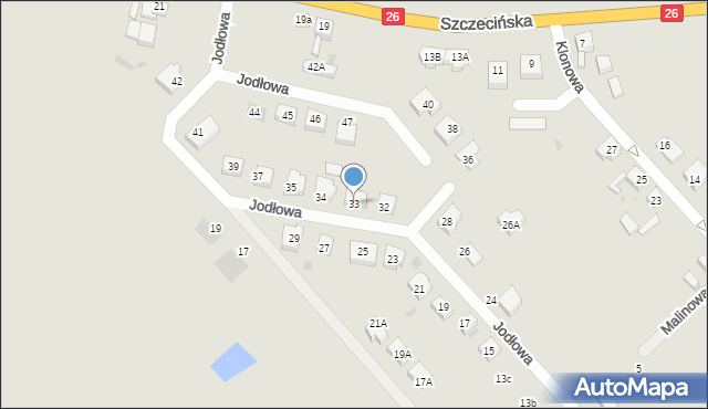 Chojna, Jodłowa, 33, mapa Chojna