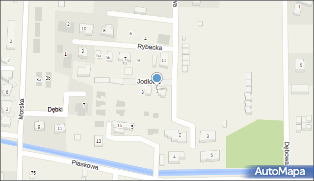 Dębki, Jodłowa, 1, mapa Dębki