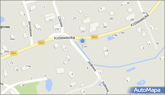 Elbląg, Jodłowa, 1, mapa Elbląga