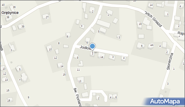 Grębynice, Jodłowa, 1, mapa Grębynice