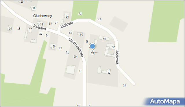 Hucisko, Jodłowa, 28, mapa Hucisko