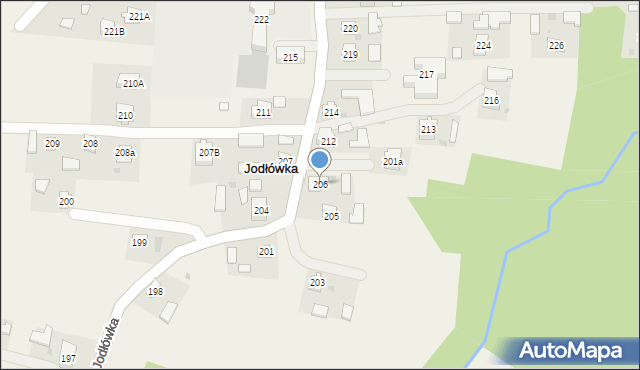 Jodłówka, Jodłówka, 206, mapa Jodłówka