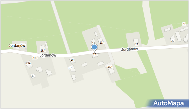 Jordanów, Jordanów, 25, mapa Jordanów