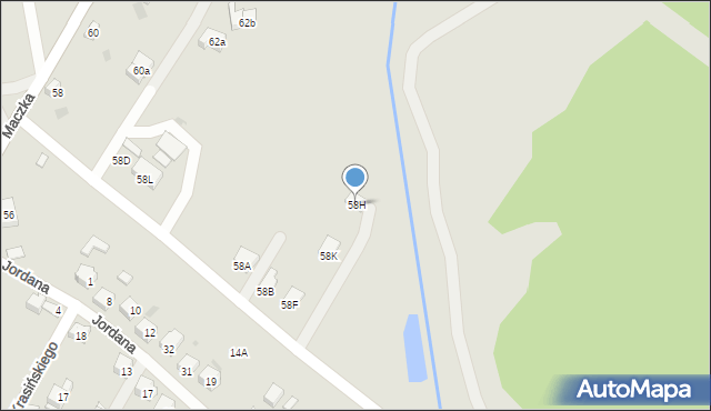 Jordanów, Jordana Spytka, 58H, mapa Jordanów
