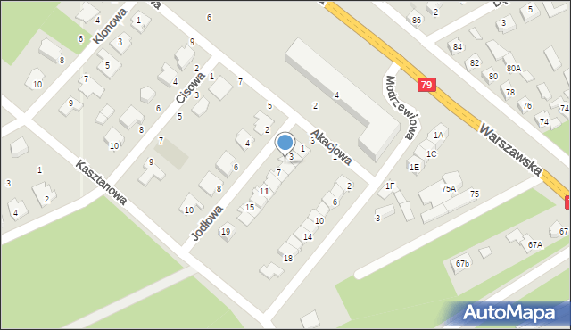 Kozienice, Jodłowa, 5, mapa Kozienice