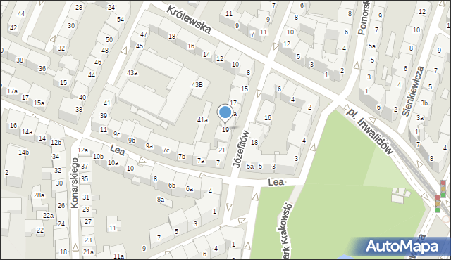 Kraków, Józefitów, 19, mapa Krakowa