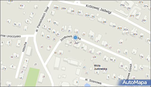 Kraków, Jontkowa Górka, 16a, mapa Krakowa