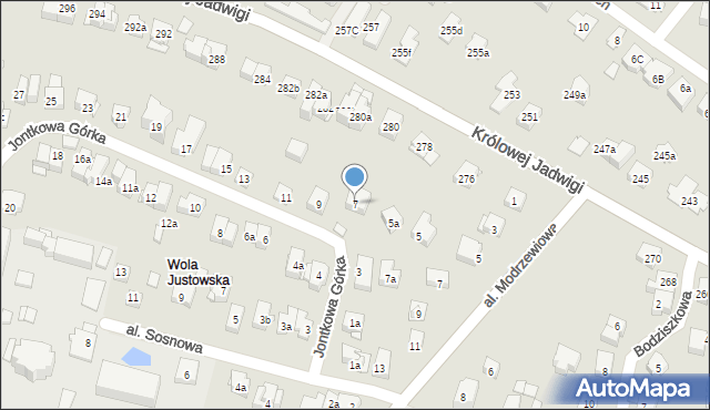 Kraków, Jontkowa Górka, 7, mapa Krakowa