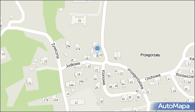 Kraków, Jodłowa, 31, mapa Krakowa