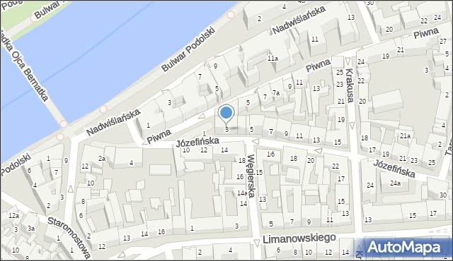 Kraków, Józefińska, 3, mapa Krakowa