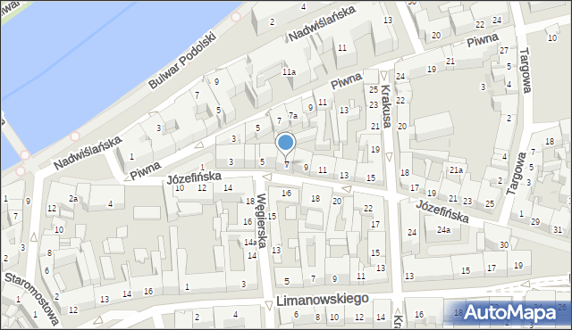 Kraków, Józefińska, 7, mapa Krakowa