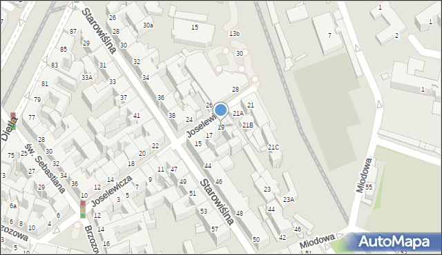 Kraków, Joselewicza Berka, płk., 19, mapa Krakowa