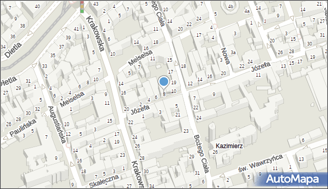 Kraków, Józefa, 8, mapa Krakowa