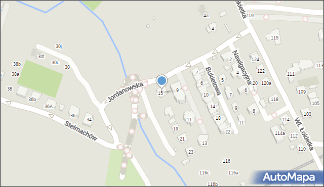 Kraków, Jordanowska, 15, mapa Krakowa