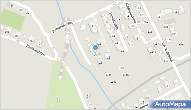 Kraków, Jordanowska, 21, mapa Krakowa