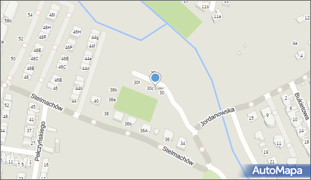 Kraków, Jordanowska, 30b, mapa Krakowa