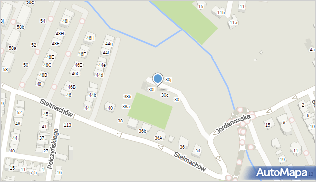 Kraków, Jordanowska, 30e, mapa Krakowa