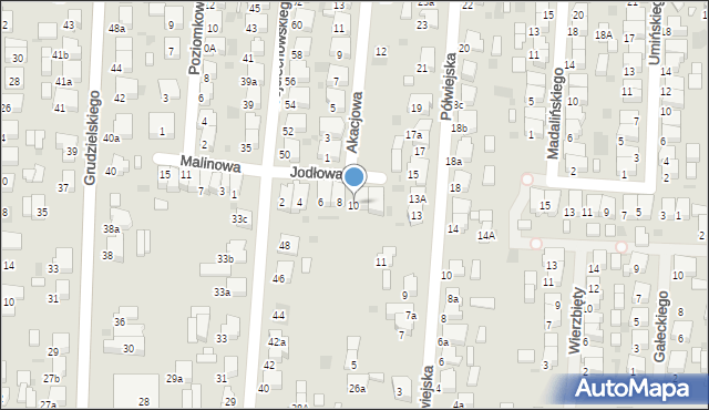 Krotoszyn, Jodłowa, 10, mapa Krotoszyna