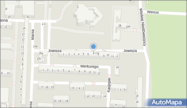 Legnica, Jowisza, 7, mapa Legnicy