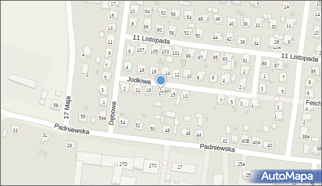 Mogilno, Jodłowa, 17, mapa Mogilno