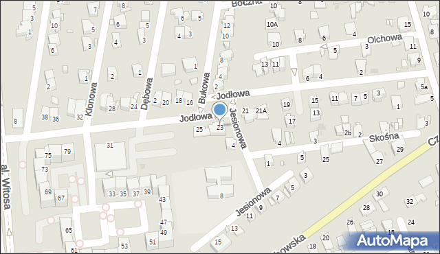 Opole, Jodłowa, 23, mapa Opola