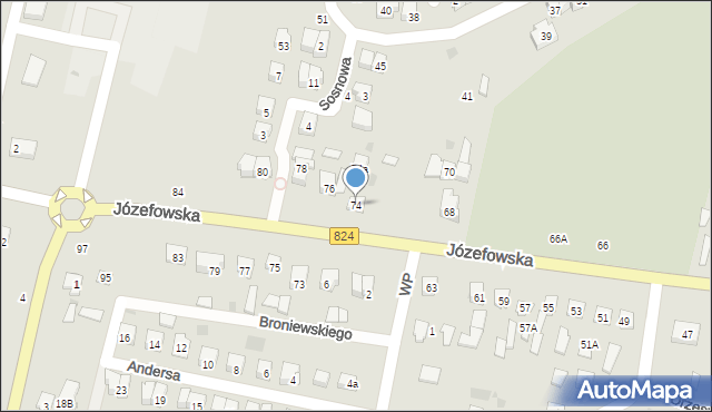 Opole Lubelskie, Józefowska, 74, mapa Opole Lubelskie