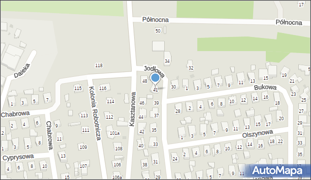 Ostrowiec Świętokrzyski, Jodłowa, 41, mapa Ostrowiec Świętokrzyski