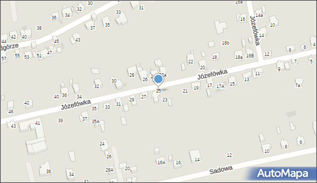 Ostrowiec Świętokrzyski, Józefówka, 25, mapa Ostrowiec Świętokrzyski