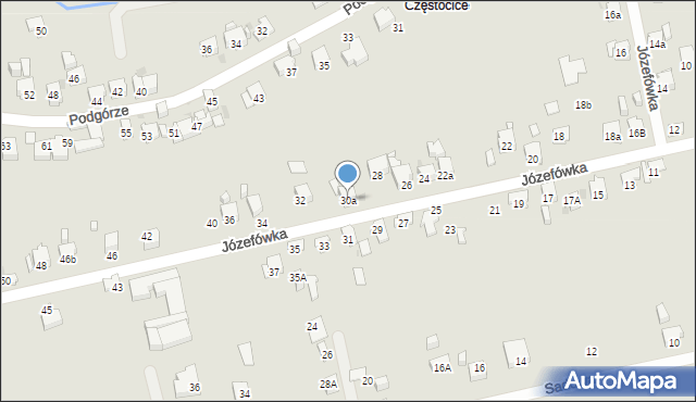 Ostrowiec Świętokrzyski, Józefówka, 30a, mapa Ostrowiec Świętokrzyski