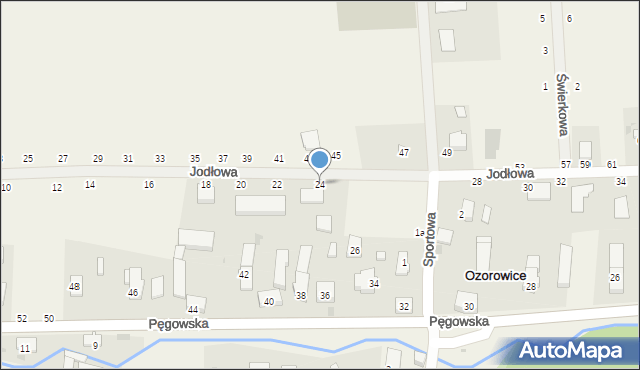 Ozorowice, Jodłowa, 24, mapa Ozorowice