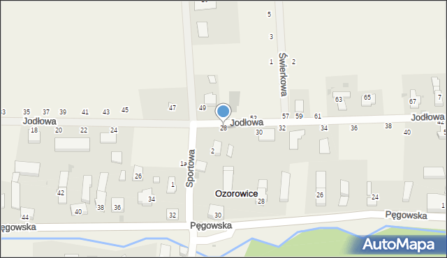 Ozorowice, Jodłowa, 28, mapa Ozorowice