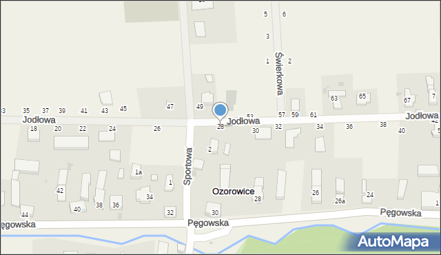 Ozorowice, Jodłowa, 28, mapa Ozorowice