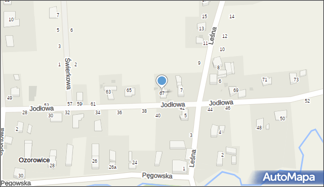 Ozorowice, Jodłowa, 67, mapa Ozorowice