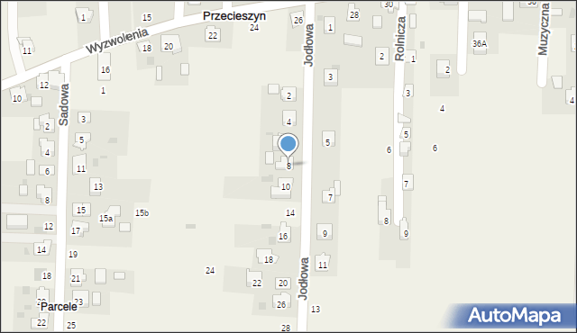 Przecieszyn, Jodłowa, 8, mapa Przecieszyn