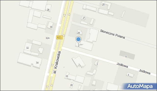 Sękocin Nowy, Jodłowa, 1, mapa Sękocin Nowy