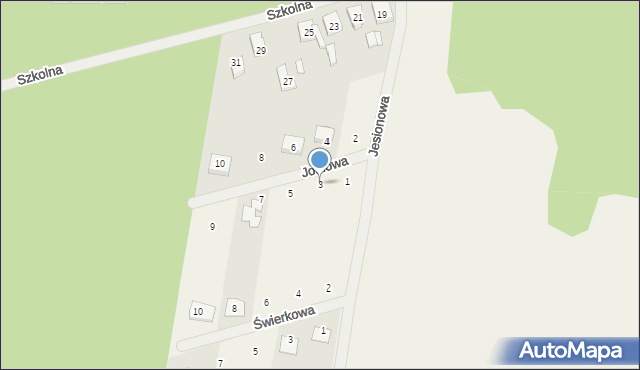 Siedlec, Jodłowa, 3, mapa Siedlec