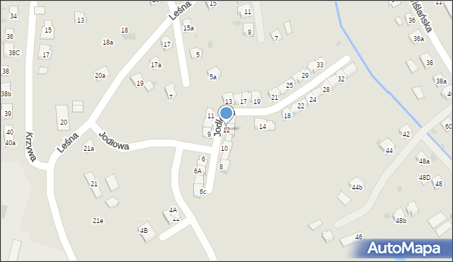 Skoczów, Jodłowa, 12, mapa Skoczów