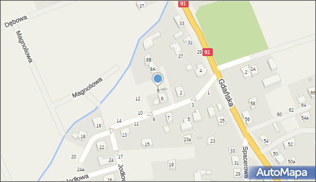 Skowarcz, Jodłowa, 8, mapa Skowarcz