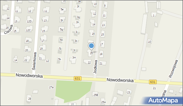 Skrzeszew, Jodłowa, 20, mapa Skrzeszew