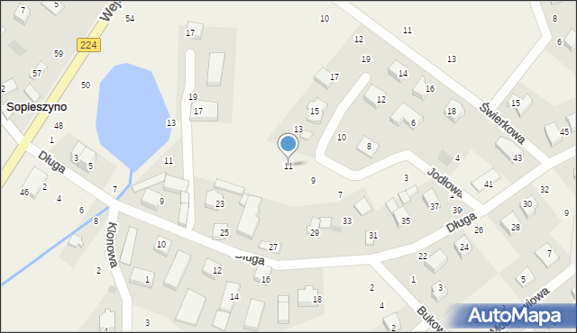 Sopieszyno, Jodłowa, 11, mapa Sopieszyno