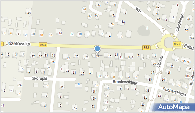 Tomaszów Lubelski, Józefowska, 19, mapa Tomaszów Lubelski