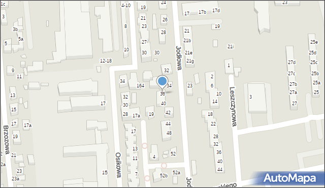 Toruń, Jodłowa, 36, mapa Torunia