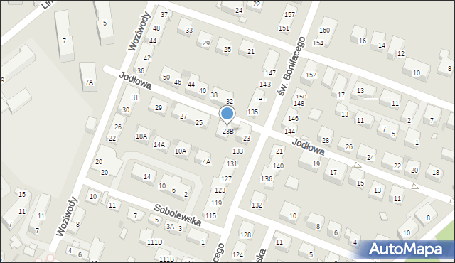 Warszawa, Jodłowa, 23B, mapa Warszawy