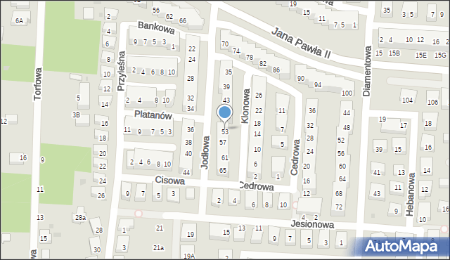 Warszawa, Jodłowa, 53, mapa Warszawy