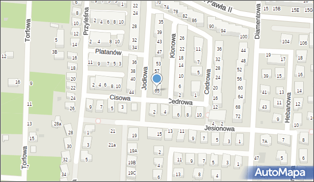 Warszawa, Jodłowa, 65, mapa Warszawy