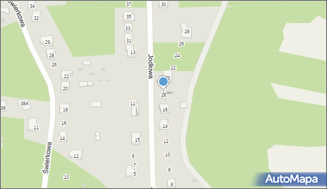 Żarki-Letnisko, Jodłowa, 18, mapa Żarki-Letnisko