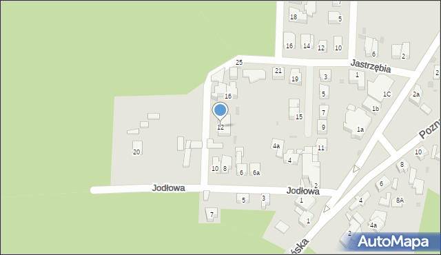 Zielona Góra, Jodłowa, 12, mapa Zielona Góra