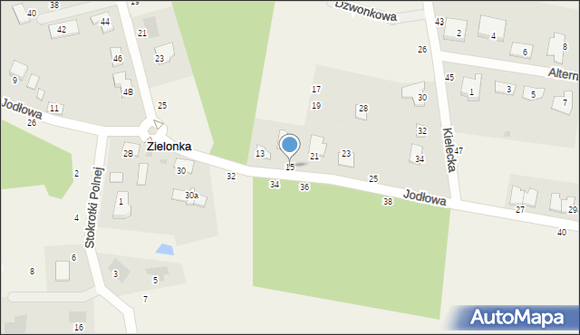 Zielonka, Jodłowa, 15, mapa Zielonka