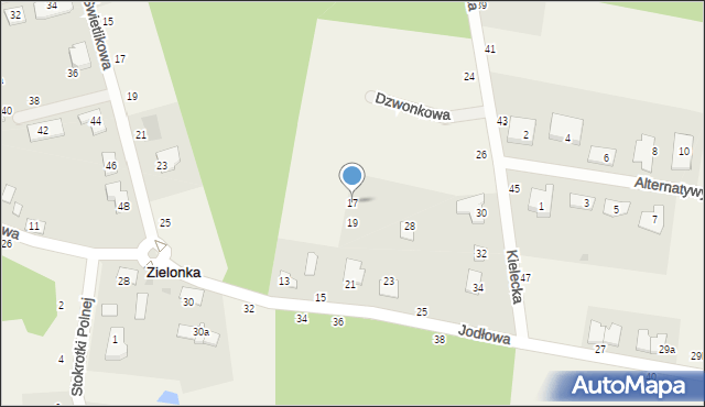 Zielonka, Jodłowa, 17, mapa Zielonka