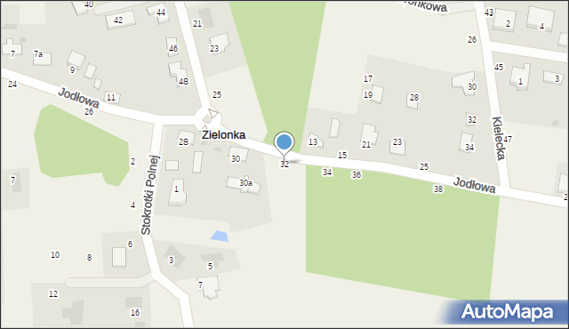 Zielonka, Jodłowa, 32, mapa Zielonka